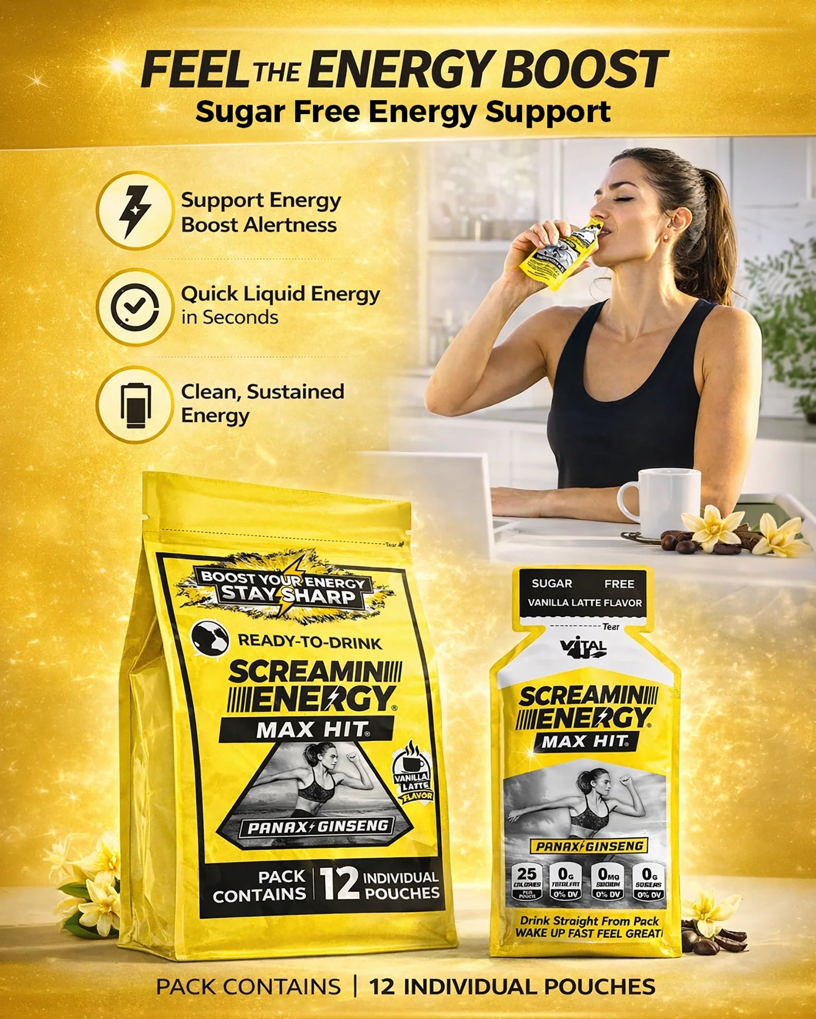 Screamin Energy Vanilla Latte Sugar Free