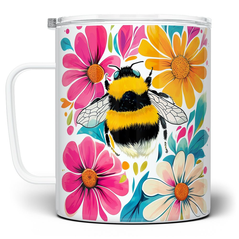Floral Bumblebee Insulated Travel Mug