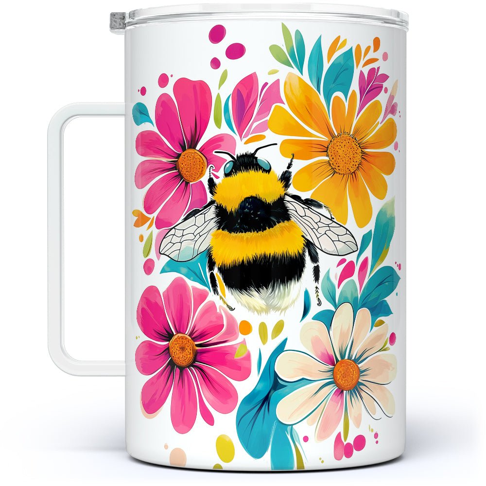 Floral Bumblebee Insulated Travel Mug