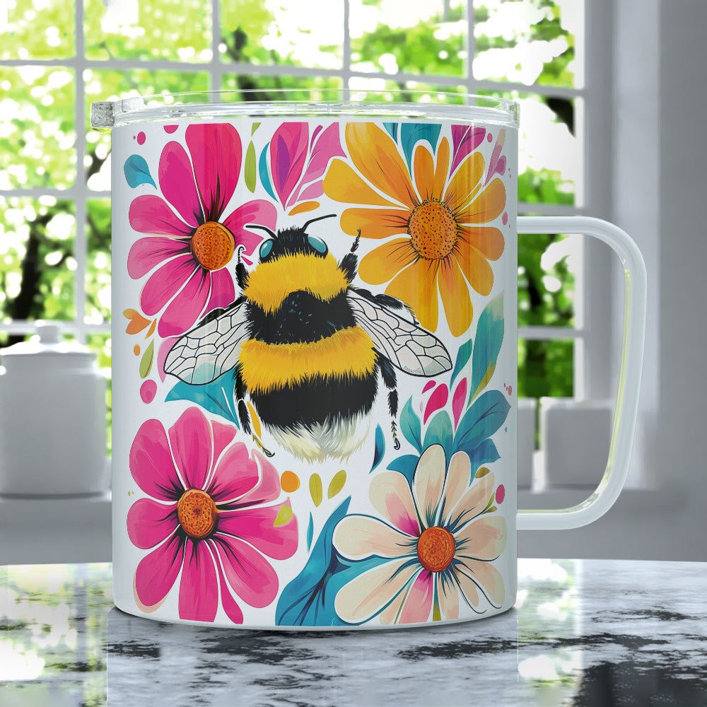 Floral Bumblebee Insulated Travel Mug