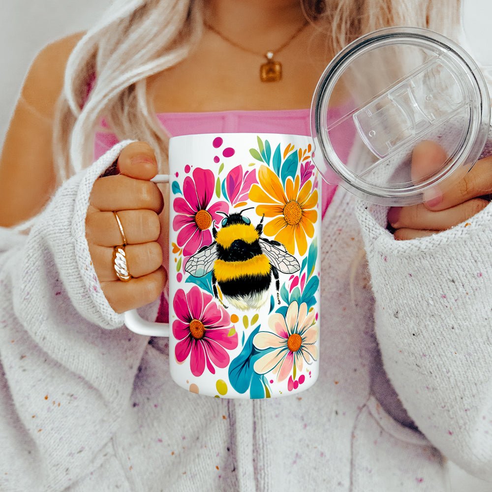 Floral Bumblebee Insulated Travel Mug