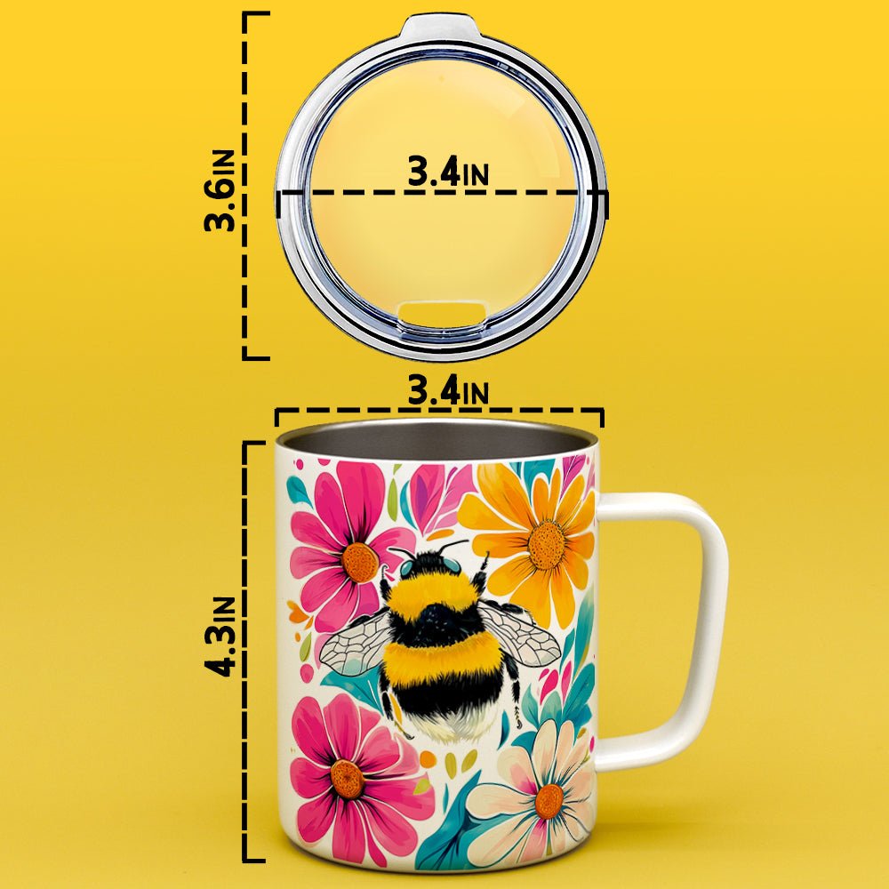 Floral Bumblebee Insulated Travel Mug