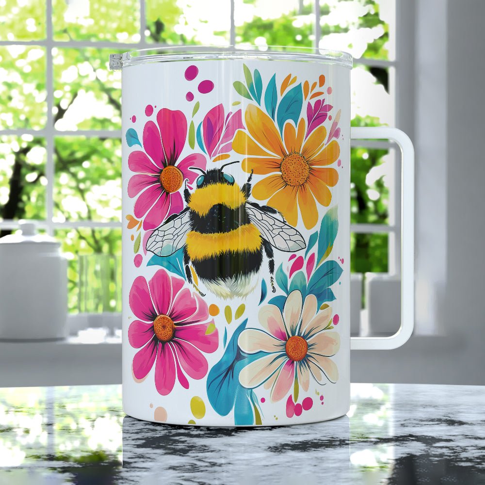 Floral Bumblebee Insulated Travel Mug