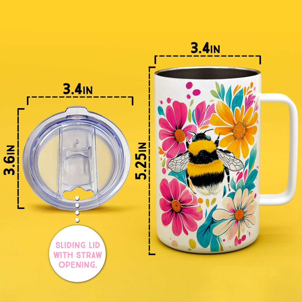 Floral Bumblebee Insulated Travel Mug