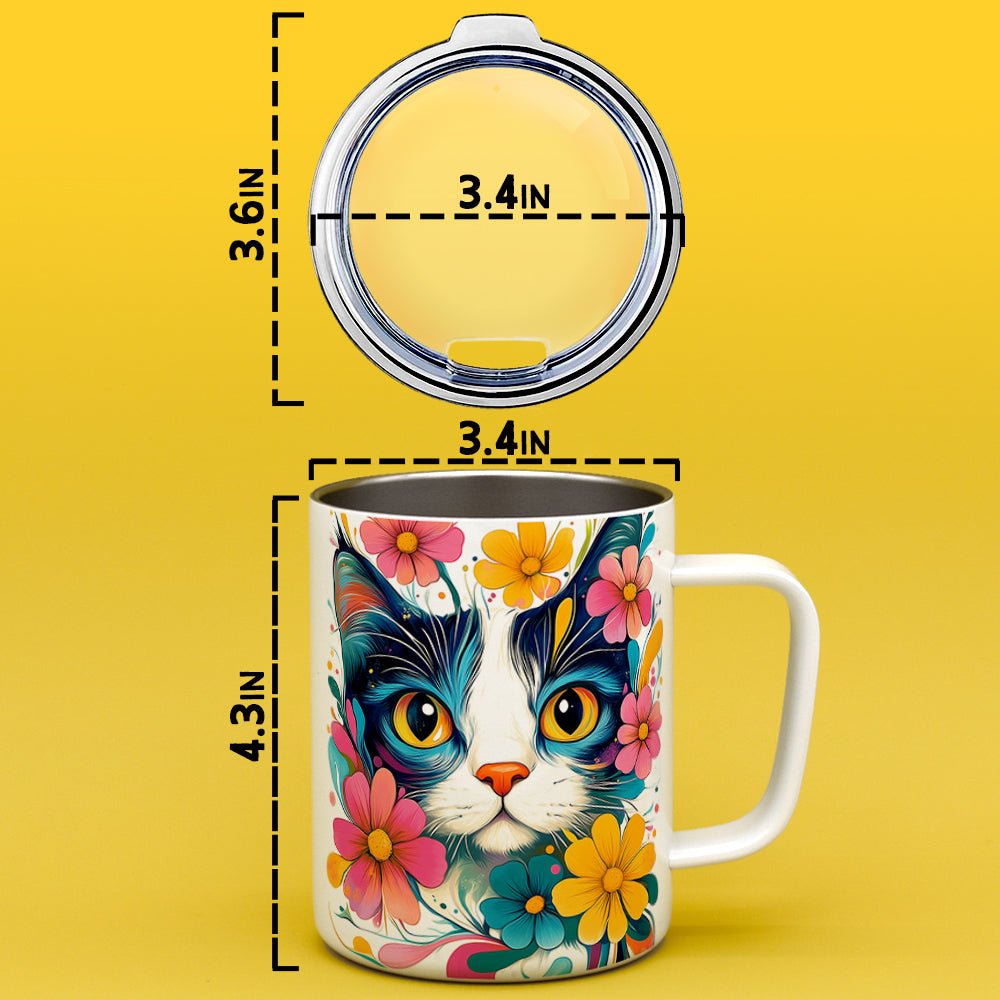 Floral Cat Insulated Travel Mug