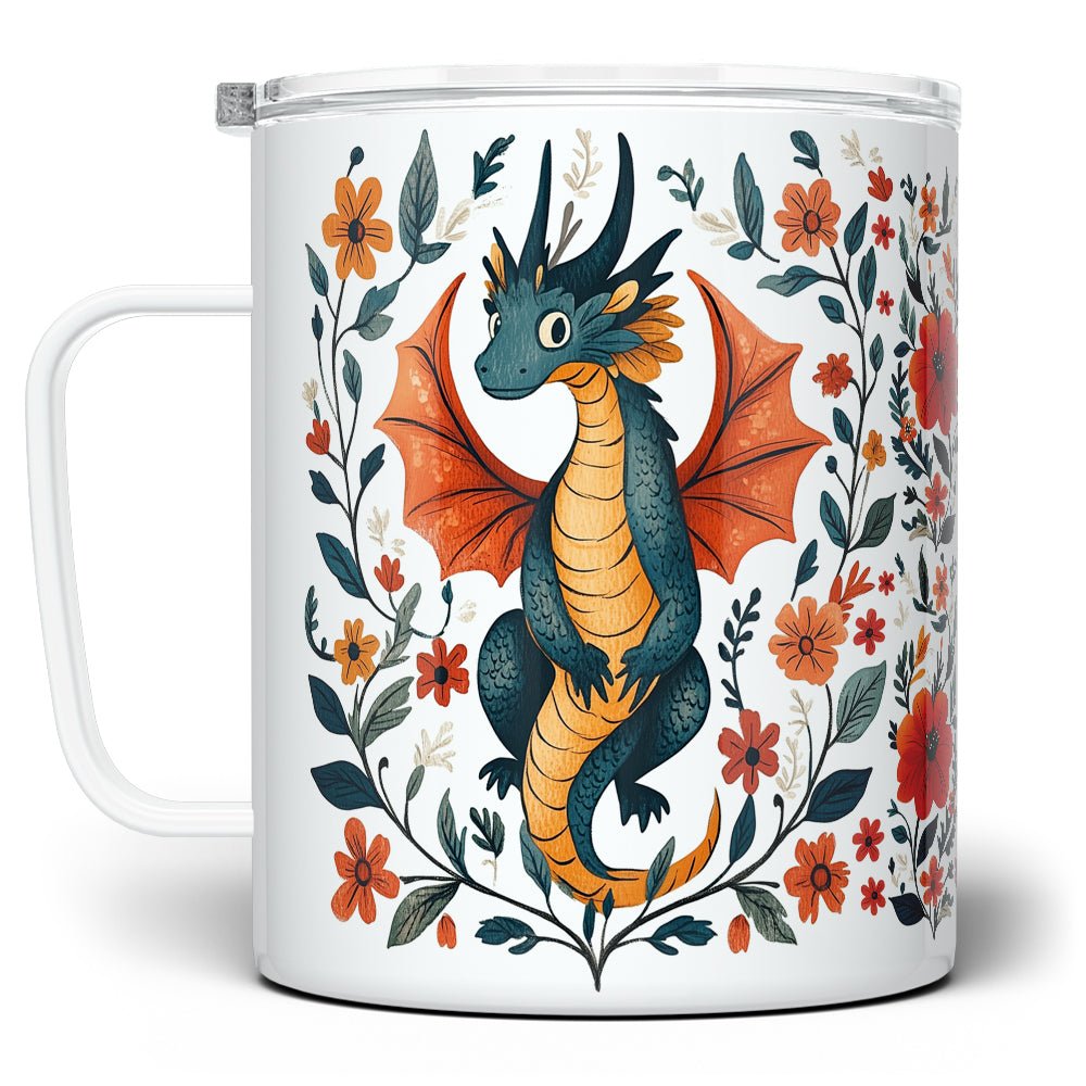 Floral Dragon Insulated Travel Mug