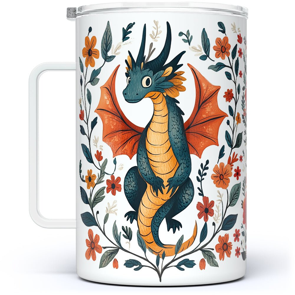Floral Dragon Insulated Travel Mug