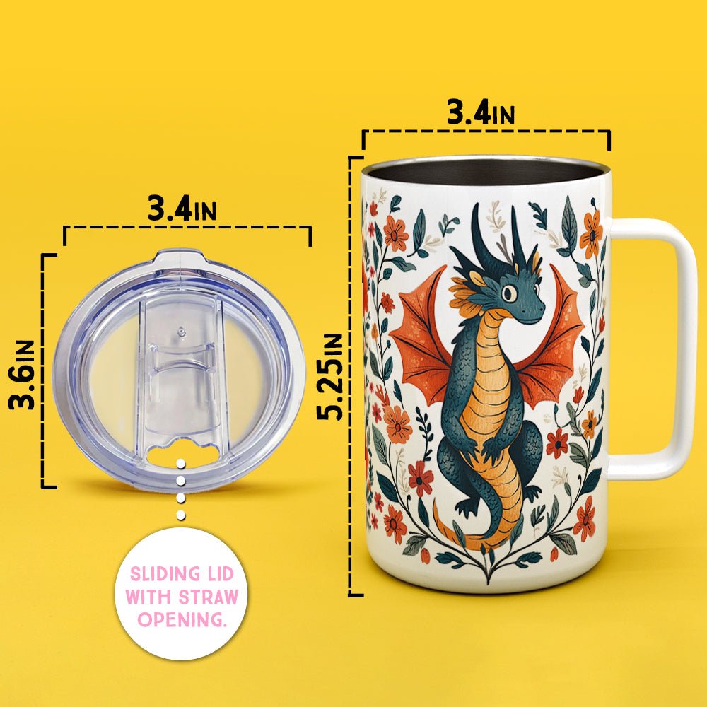 Floral Dragon Insulated Travel Mug