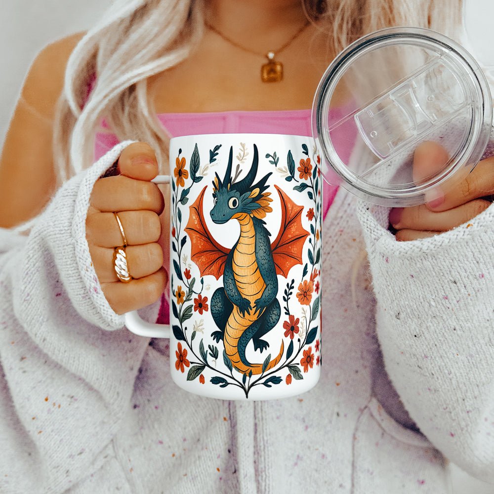 Floral Dragon Insulated Travel Mug