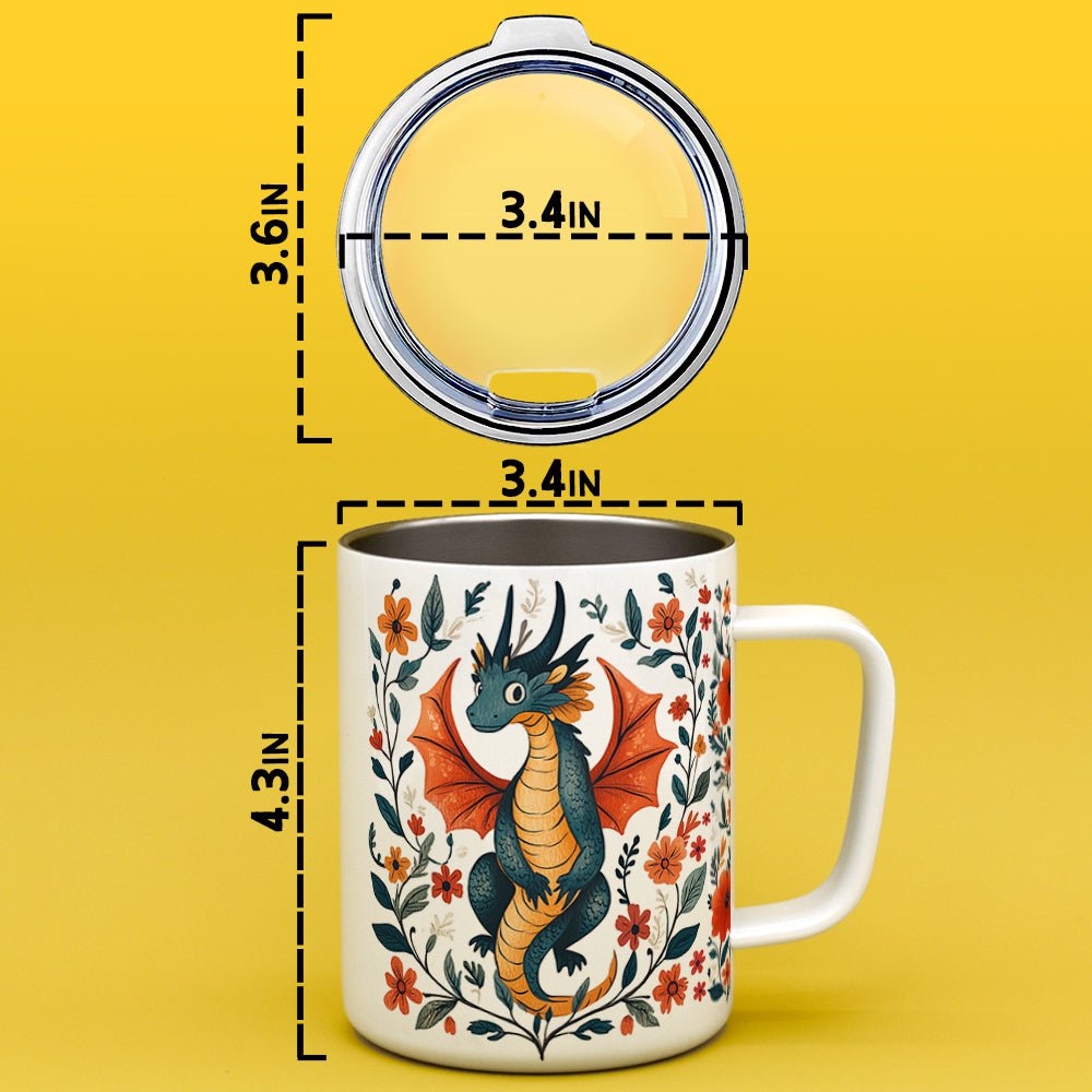 Floral Dragon Insulated Travel Mug